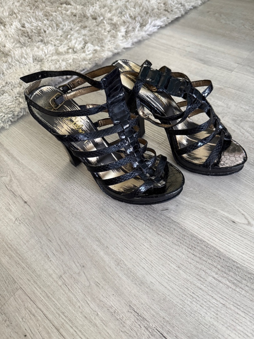 Sam Edelman Black Strappy High Heel Sandals Size 8.5